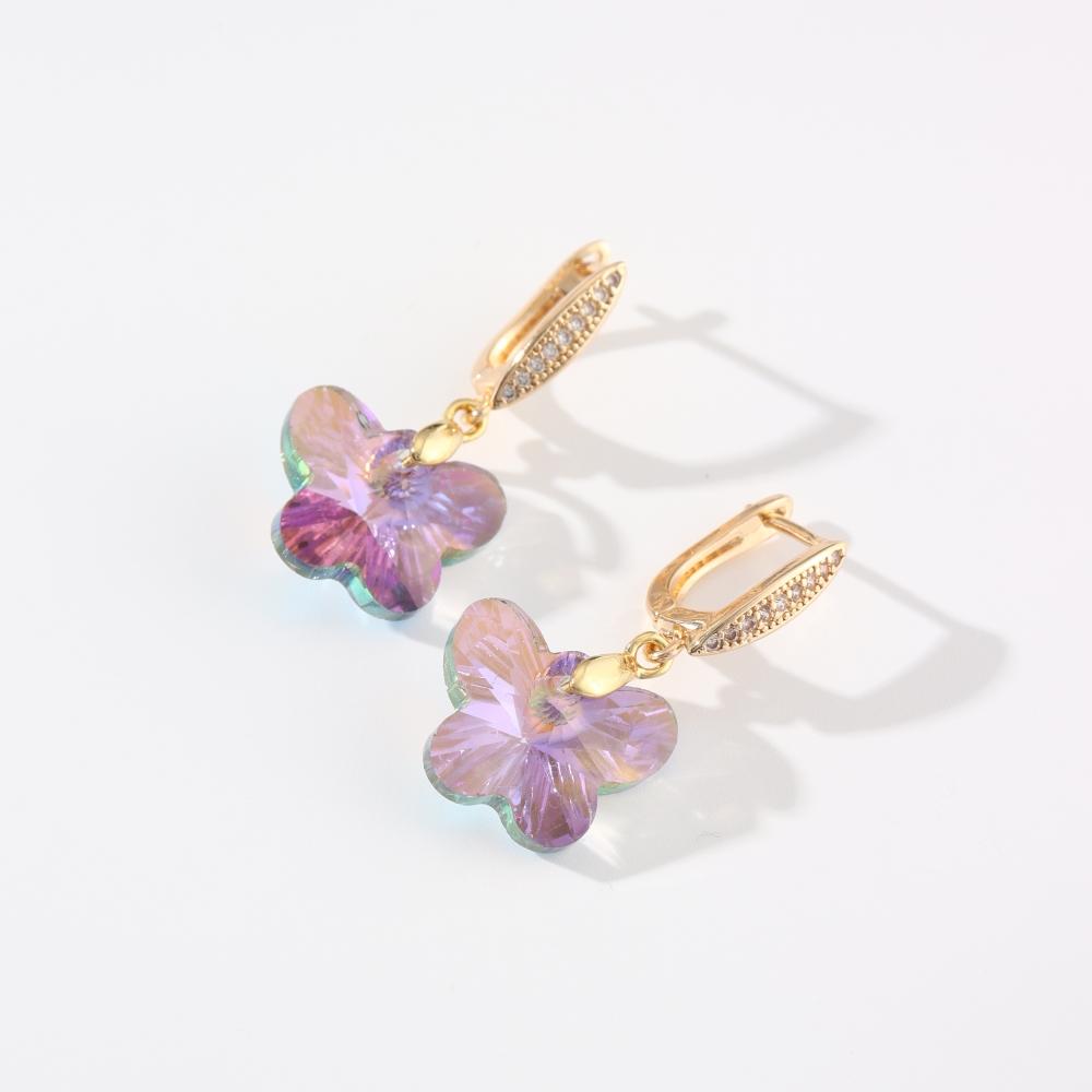 Shimmering Artificial Crystall Butterfly Dangle Earrings for Women Zirconia Earring Jewelry Wedding Party Accessories