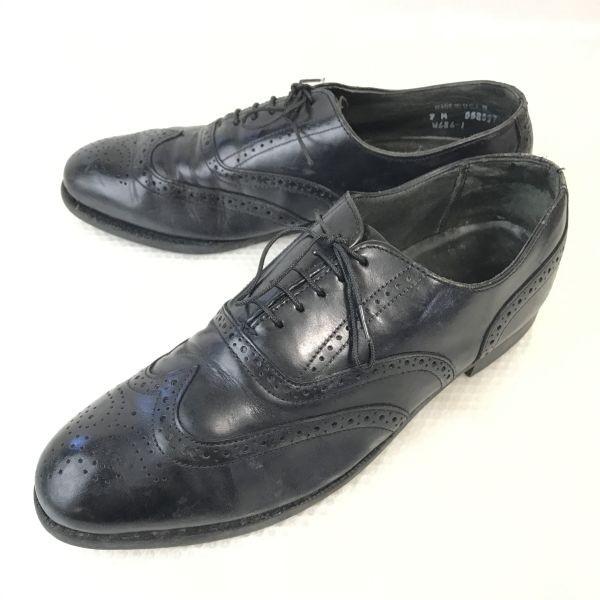 USED/80s-90s Vintage Dexter Goodyear Full Brogue Wingtip Shoes 9M 26.5-27cm Black