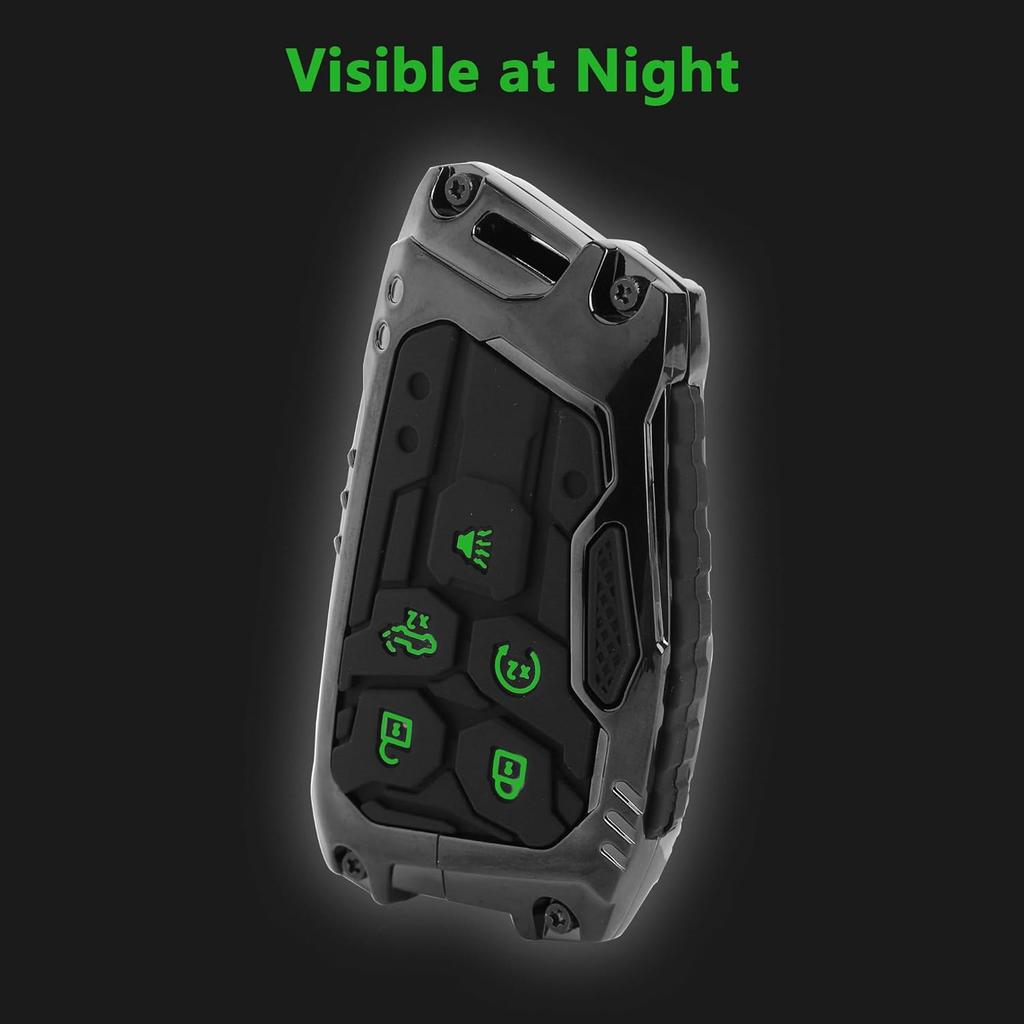 Key Fob Cover For Chevy Silverado GMC Sierra 1500 2500HD 3500HD (–2025), 5-Button Key Case With Keychain, Heavy Zinc Alloy Metal Protector