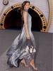 Schnürung Matt Metallic Ärmelloses Rückenfreies Kleid für Damen