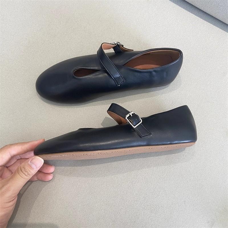 

Elegant Ballet Flats Shoes for Women Soft PU Leather Mary Janes Shoes Ladies Spring Autumn Casual Streetwear Comfortable Loafers 40 чорний