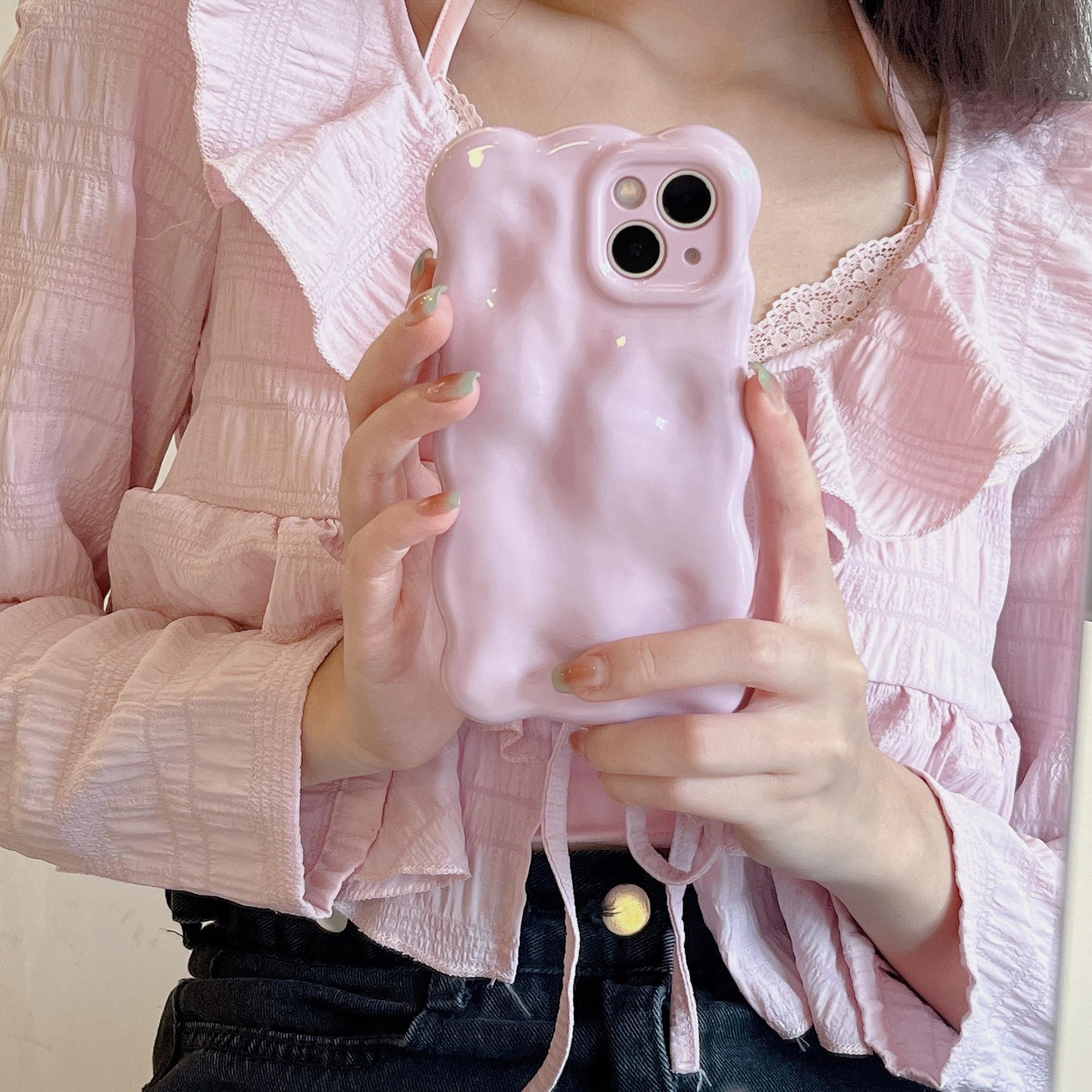 

Glossy 3D Bubble Wave Pattern Phone Case For iPhone 16 15 14 13 12 11 Pro Max 16 Pro Aesthetics Soft Shockproof Back Cover Funda For iPhone 14