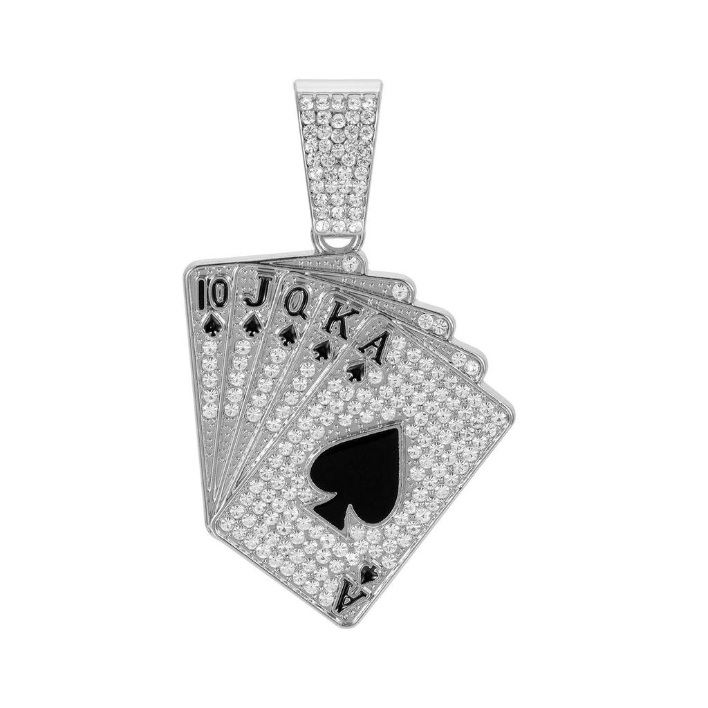 European & American Hip-Hop Cuban Chain Poker Card Pendant Men's Necklace
