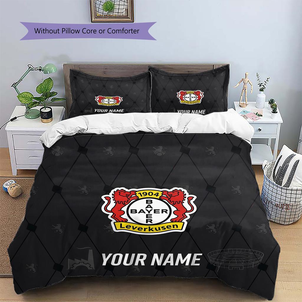 Custom Name Bayer 04 Leverkusen2 Pattern Bedding Quilt Set  Home Decoration  Gift (1 * Duvet Cover + 2 * Pillowcase  Without Core)