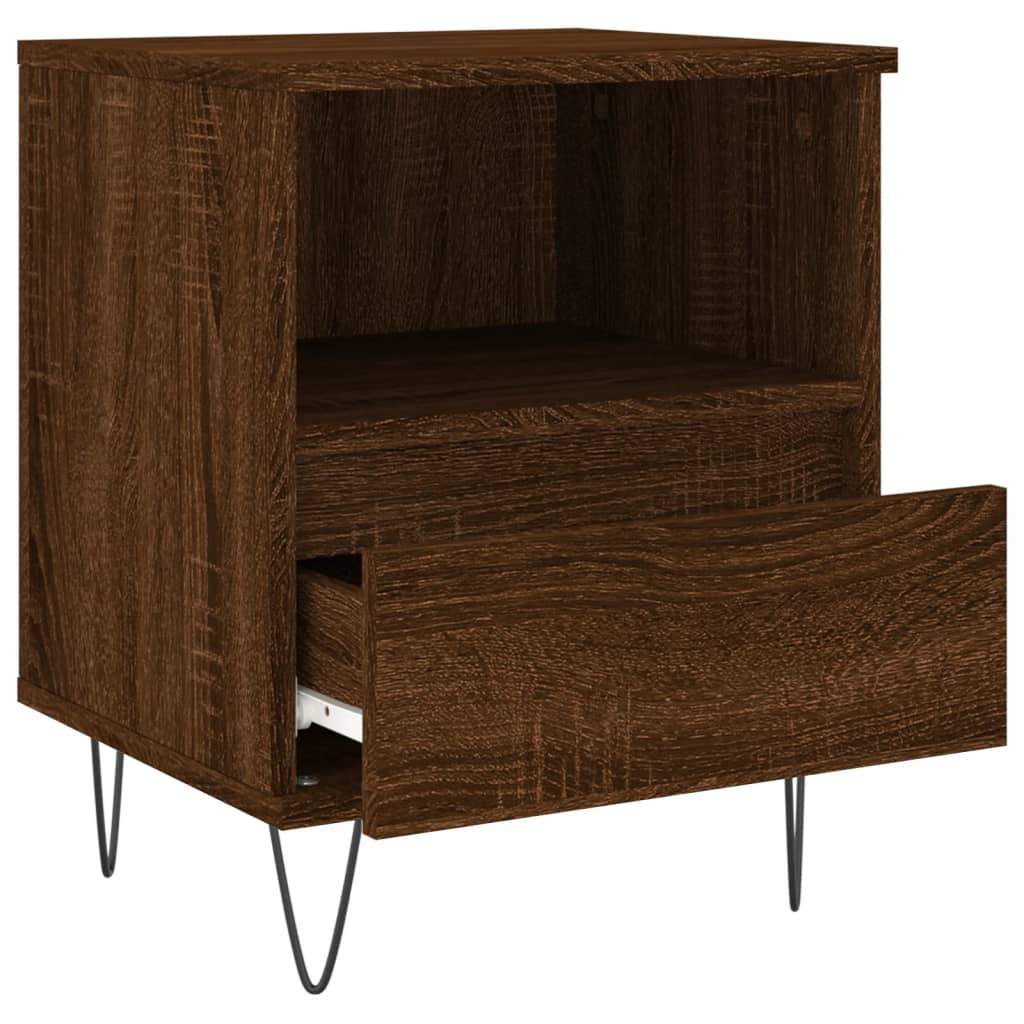 Nightstand Brown Oak Effect 40 X 35 X 50 Cm Engineered Wood