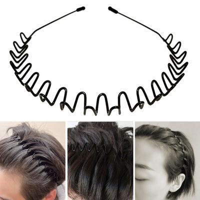 Unisex Headband Elastic Mrtal Wavy Hair Hoop Bangs Hair Fixed Anti-slip Invisible Flexible Solid Color Outdoor Sports Headband Hair Accessories