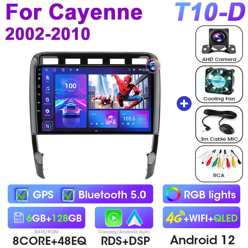 2 Din Android 12 Car Radio For Porsche Cayenne 1 9PA 2002 - 2010 Multimedia Video Player Navigation GPS 4G Carplay Auto Stereo