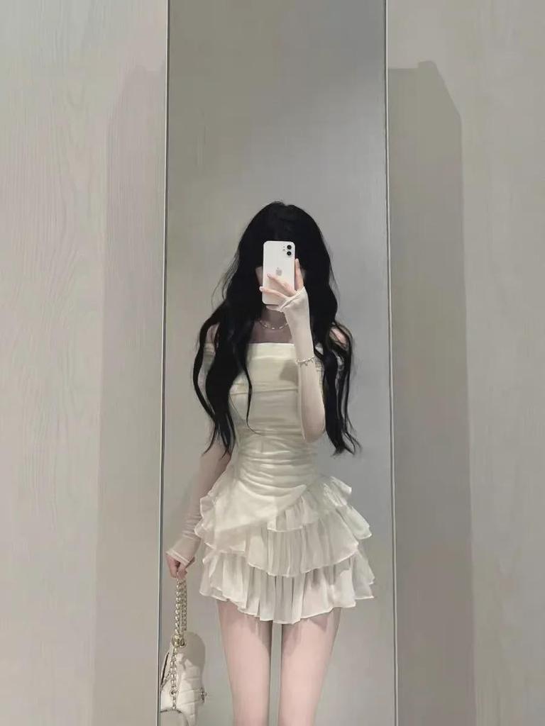 Goddess-Style One-Shoulder Slim Cake Skirt - Perfect for Spring and Summer!