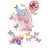 5pcs Ombre Glitter Butterfly Cake Toppers, Rose Gold Foil Balloon Cake Decorations, Sparkling Butterfly Cupcake Picks Butterfly Cake Decor