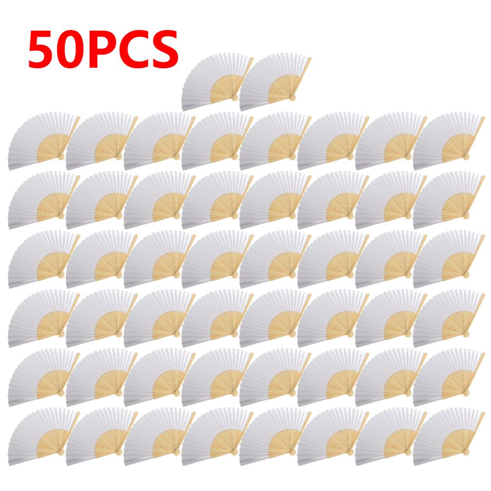 1-50 Stück DIY Papier Bambus Faltfächer Blanko Weiß Faltfächer Hochzeitsgeschenke Erwachsene Kinder Kalligraphie Malerei Übungsfächer