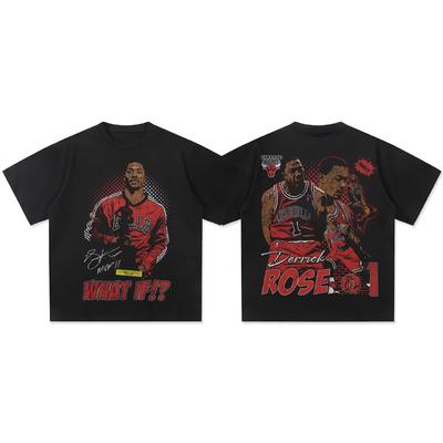 American Basketball High Street Top Rock Men's T-shirt Women's Short-sleeved Casual Pure Cotton Round-neck High Quality Y2k