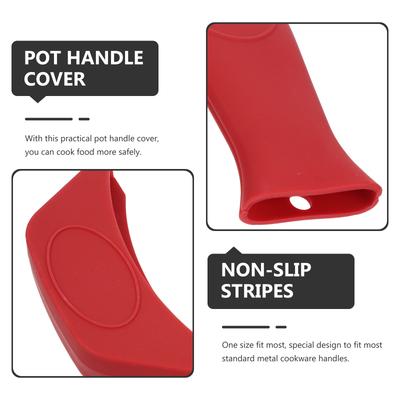 2Pcs Universal Silicone Hot Handle Cover Resistant Pan Sleeve with 3D Non-Slip Stripes for Easy Cooking Handling