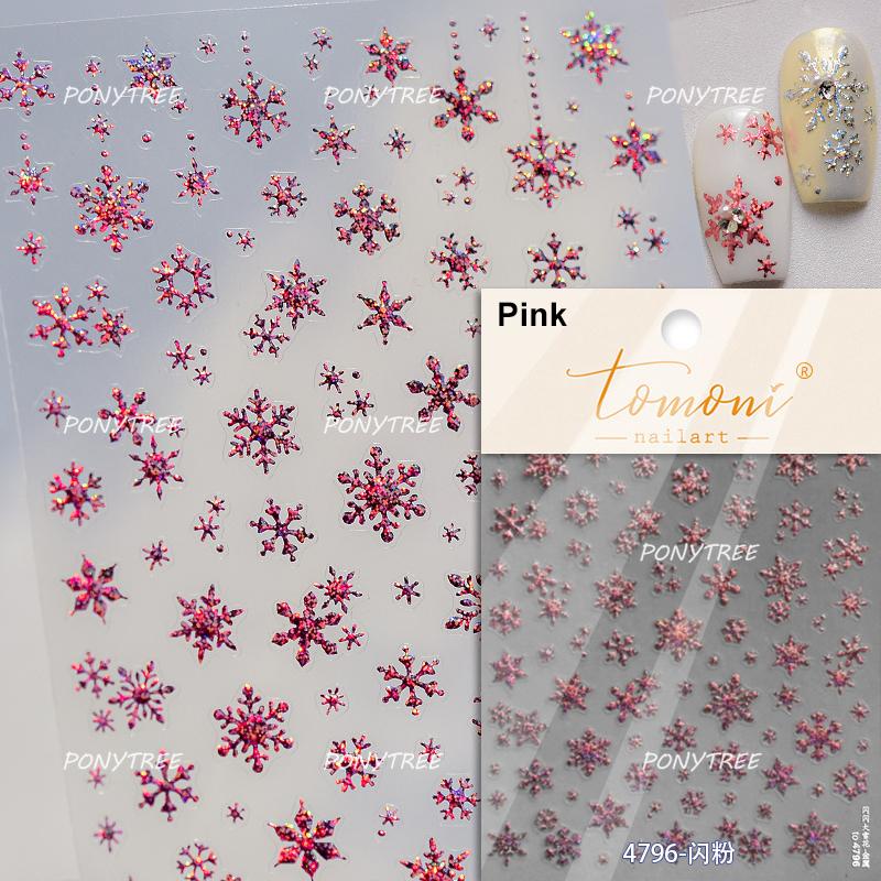 Silver White Snowflake Rhinestone Star Love Lace Winter Chic Snow Shiny Chic Delicate 5D Nail Art Stickers Manicure Decals