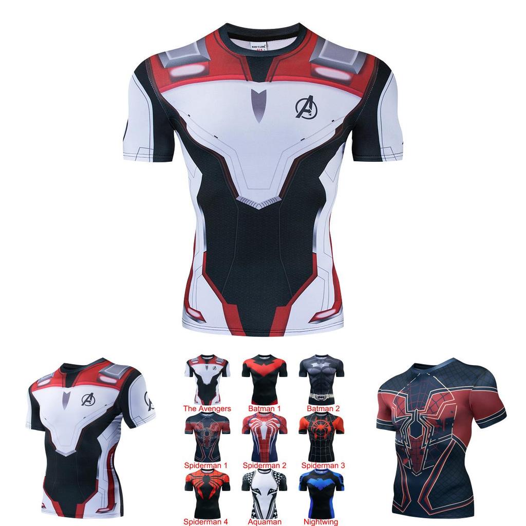 Superhero Spiderman Batman 3d Print Gym T-shirt For Men Stylish Fitness Tee