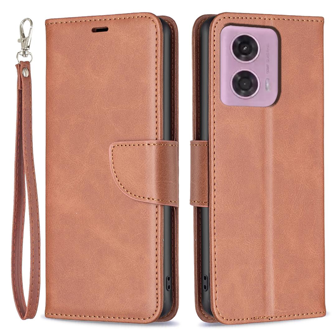 

For Motorola Moto E14 4G/G04 4G/G04s 4G/G24 4G Leather Phone Case Anti-Drop Wallet Phone Cover Brown