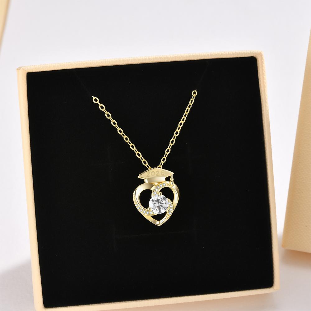 Graduation of Class 14K Gold Plated Mortarboard Cap Pendant Necklace Memorial Jewelry Gift for Women Friend Daughter Gift