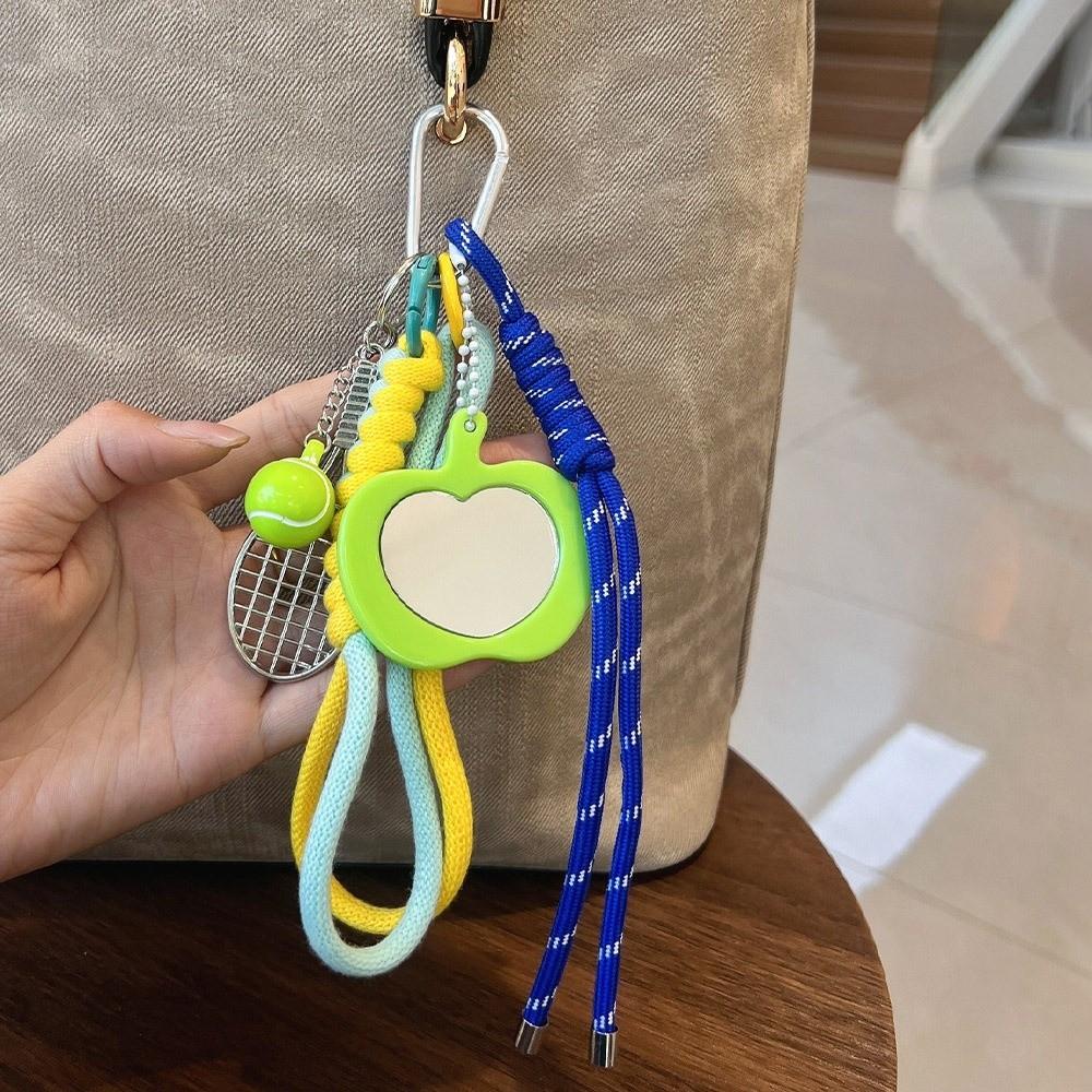 Med Spegel Tennisracket Nyckelring Nyckelring Sportig Stil Väskberlocker Födelsedagspresent