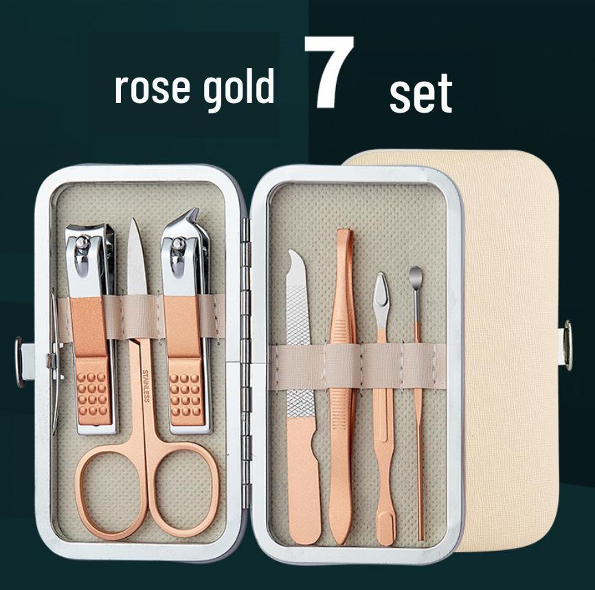 Rose Gold 18-Piece Stainless Steel Manicure Set - Nail Clippers & Art Tools