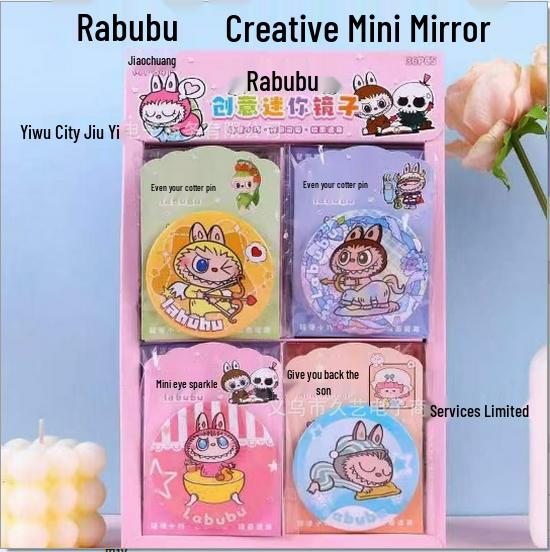 Portable Cute Cartoon Fabric Mirror - Mini Round Outdoor Gift for Girls