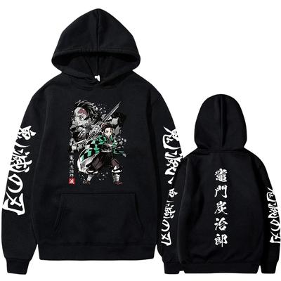 Japanischer Anime Demon Slayer Übergröße Kapuzenpullover Pullover Herren Damen Sweatshirts Kamado Tanjirou Grafikdruck Unisex Streetwear Top