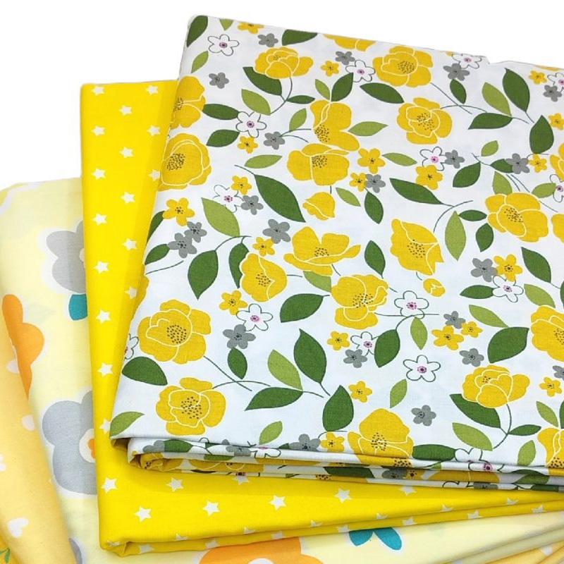 8 szt. Tkanina patchworkowa DIY Szycie Pikowanie Materiał 25x25cm Żółty Drukowany 20x25cm Splot skośny Seria kwiatowa Tkanina bawełniana
