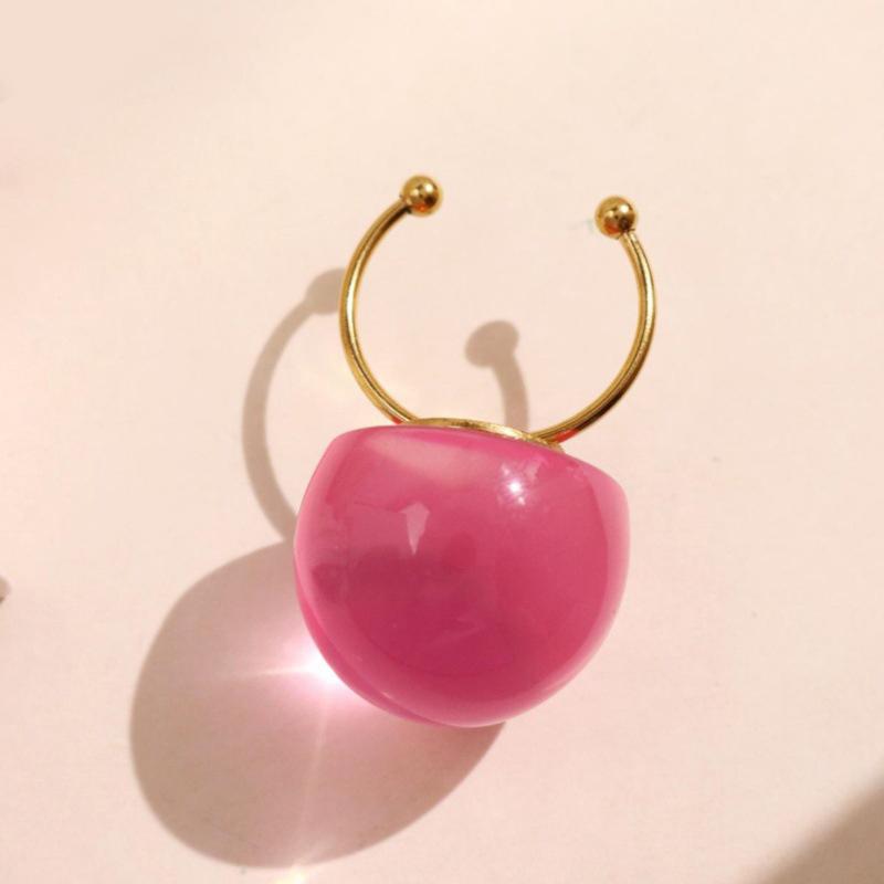 

1 Artistic Jelly-Transparent Resin Stainless Steel Open Ring Cute Fashionable Women S Girls Jewelry Everyday & Party Wear A6