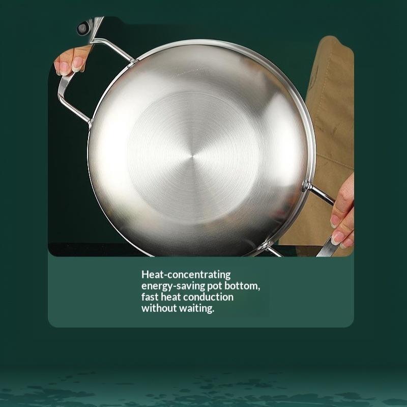 Stainless Steel  Pot With Double Handles Food Grade Perfect For Cooking Ramen Seafood Home Restaurant Use