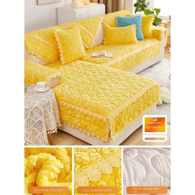 Rose Velvet Sofa Cushion Winter Sofa Cover Cover New Plush Cloth Towel.