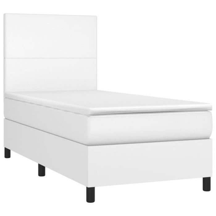 3142696 vidaXL Divan-lit Avec Matelas Blanc 90x190 Cm Similicuir