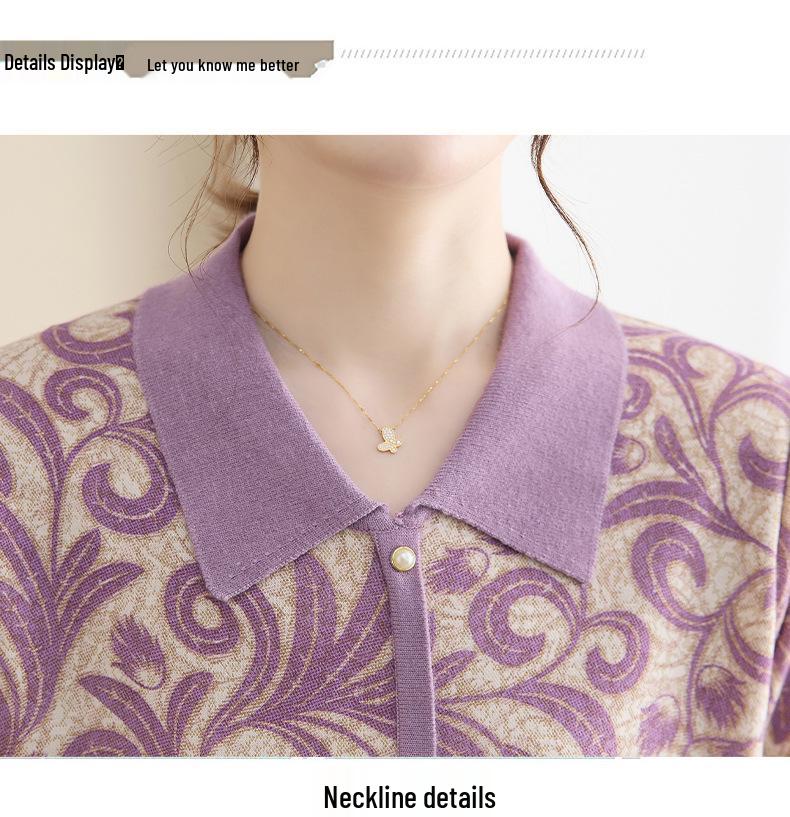Women's Knit Wool Cardigan - Casual Wear for Middle-aged and Elderly Mothers