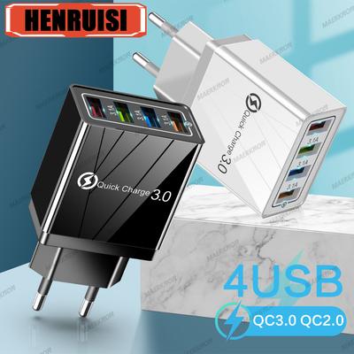 Carregador USB 3A com Plugue UE EUA Multi Porta 4 USB Carregamento Rápido 3.0 Para Adaptador de Telefone Tablet Carregador de Parede Portátil Carregador Rápido Para Poco