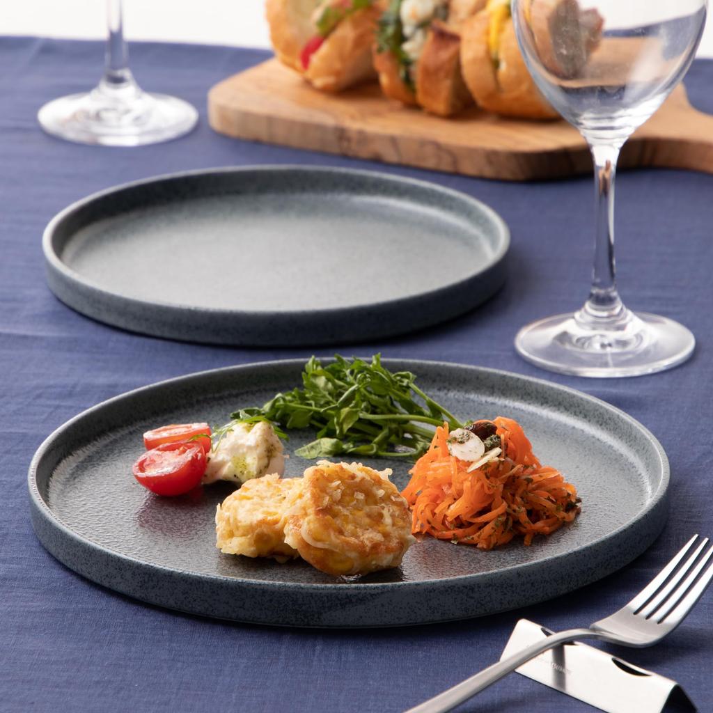 Tatara Round Flat Dishwasher and Microwave Made in 230451 Plate, Gray, Ceramic, 20cm, Safe, Japan,