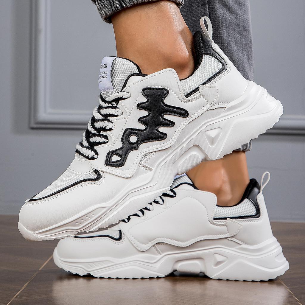 TUINANLE Man's Sports Shoes Mesh Breathable Platform Sneakers Men Lace-up Thick Soled Running Shoes