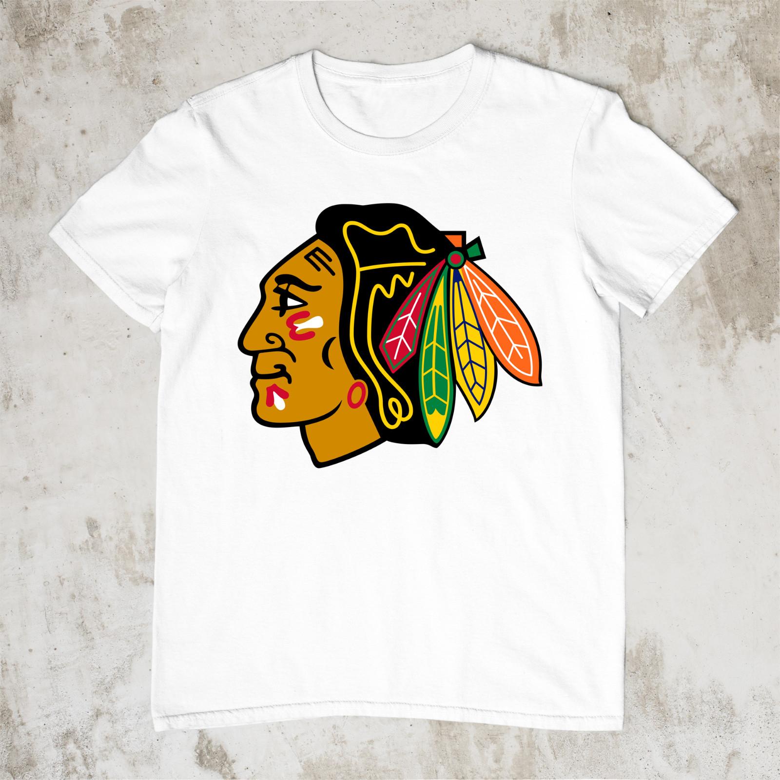 Chicago Blackhawks Logo White Unisex Tee All Sizes Men T-Shirt Mens Womens Tees Top JJ5285 3XL