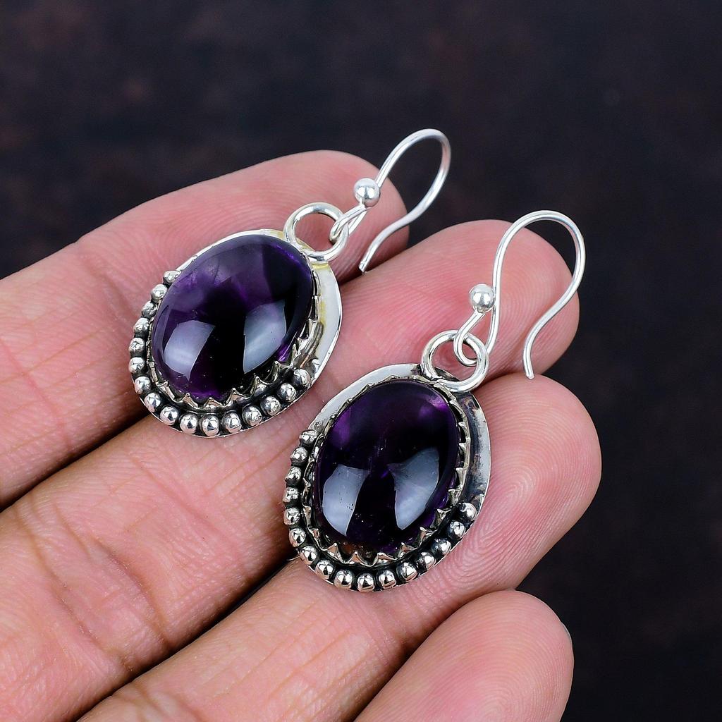 Star Amethyst Earrings 925 Sterling Silver Earring Beautiful Gemstone Jewelry Handmade Earrings Silver Jewelry Gift for Mom Designer Earring