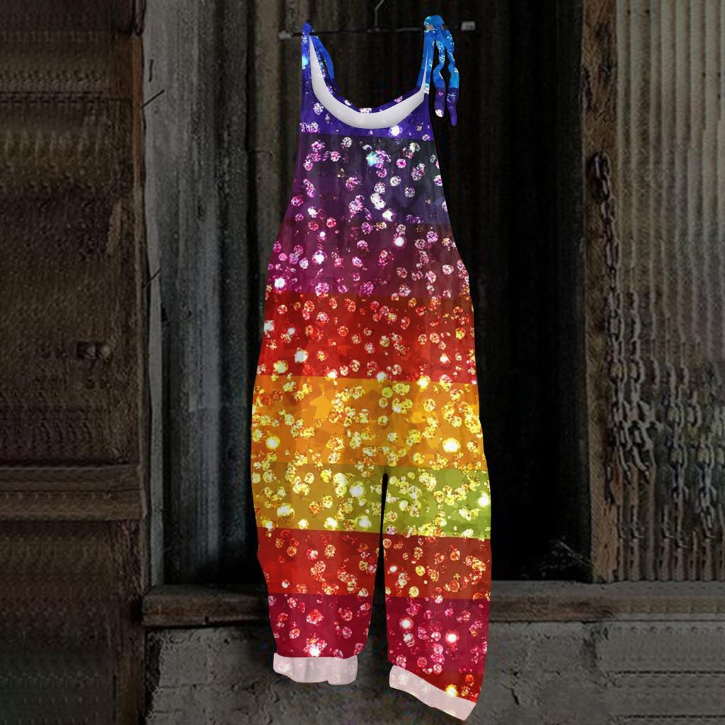 Damski Kombinezon Casual Bez Rękawów z Nadrukiem Maski Karnawałowej Luźny Retro Kombinezon