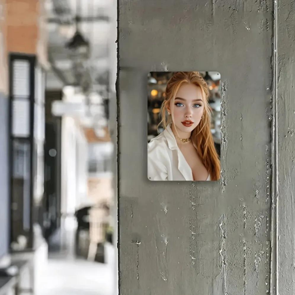 Vintage Metal Tin Sign Art Deco Wall Decor with Butterfly Flower for Living Room