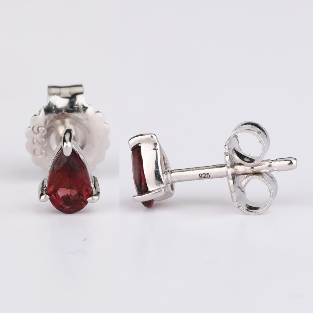 925 Sterling Silver Earrings Pink Tourmaline Pear 5x3mm Rhodium or Yellow Gold Plated Elegant Women Jewelry