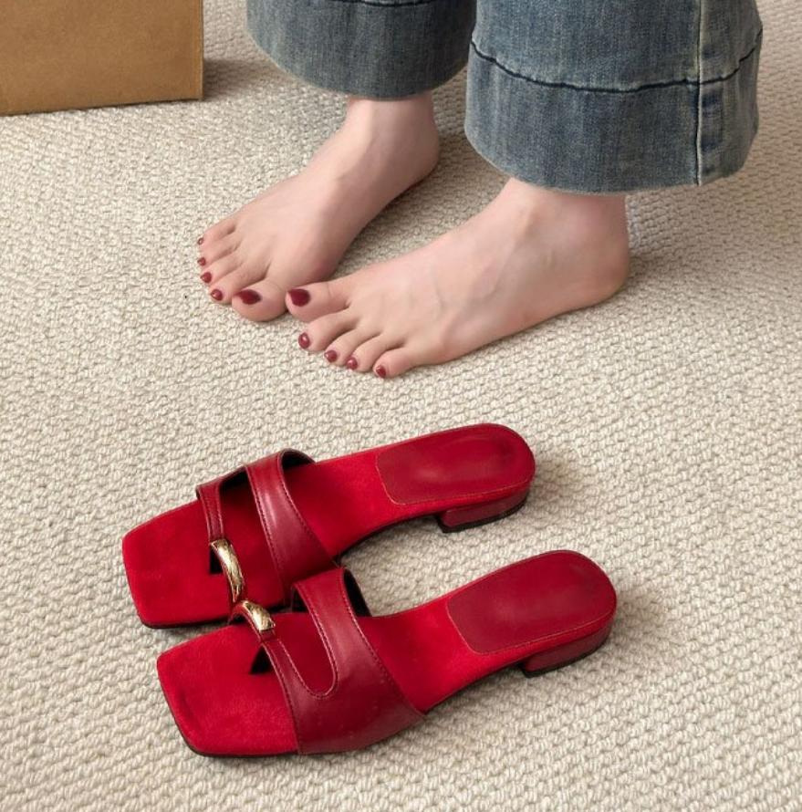 Fashion Fashion Round Toe Women Slippers Sandal Summer Ladies Slides Shoes Pantuflas Mujer Tongs Femme Chanclas Women Leather Flip Flops