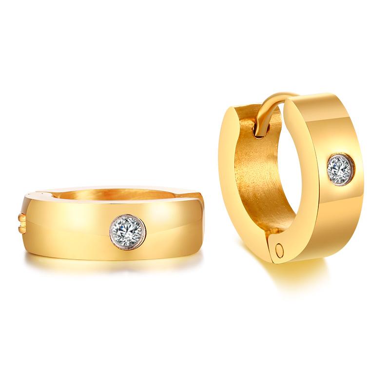 Vnox Süße Creolen für Damen / Herren Kleine Edelstahl-Ohrringe Schwarz / Blau / Goldfarbe