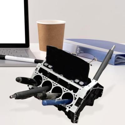 Model de motor Suport pentru cărți de vizită Capacitate mare Acasă, birou, școală, bloc motor, figurină din rășină, carte de vizită, stilou, suport de depozitare staționar
