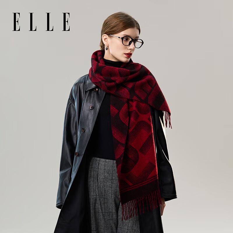 ELLE Women's 100% Pure Wool Double-Sided Scarf