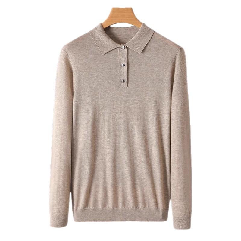 2025 Men's Polo Wool Short Sleeve Lapel Sweater - Spring/Autumn Fashion