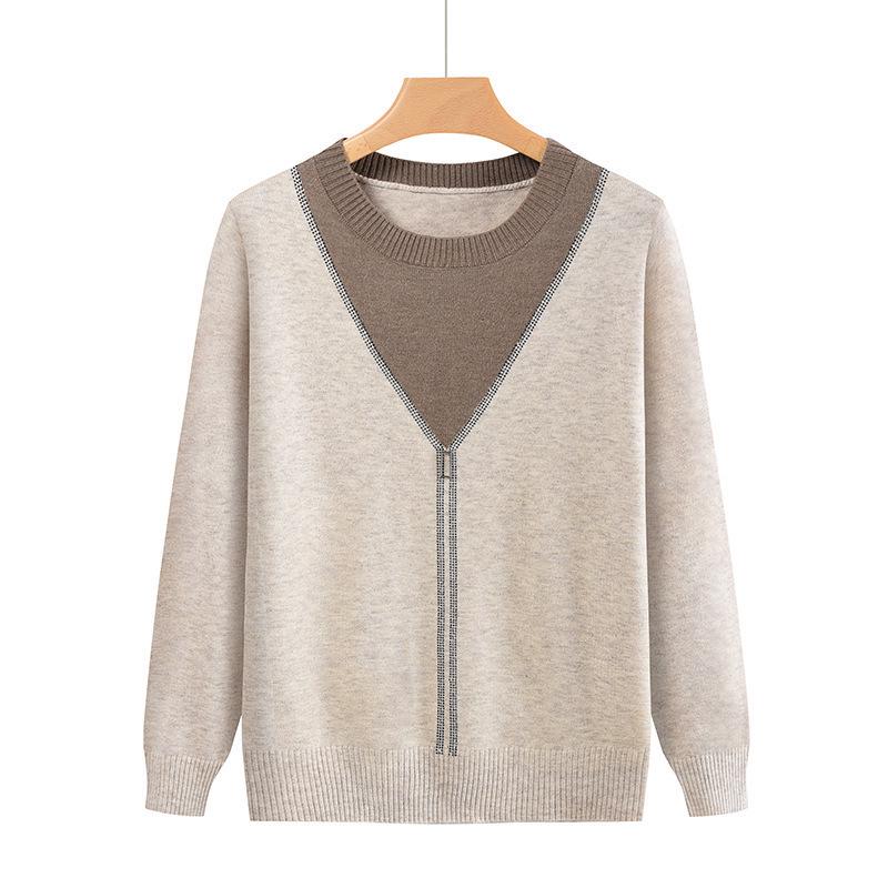 Ultra-Soft Long-Sleeve Sweater for Middle-Aged Women - Perfect for Spring & Autumn