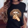 Letnia Moda Koszulka z Nadrukiem Ust Leoparda Kobiety Krótki Rękaw Usta T-Shirt Koszulki Koszulka Harajuku Koreańska Ulica Top 13115