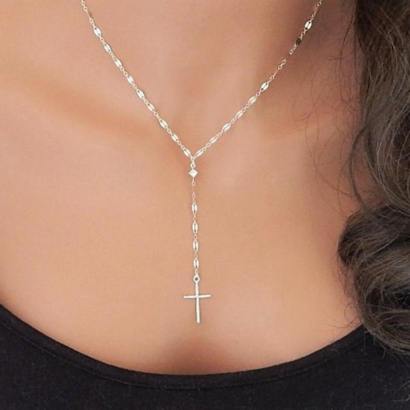Fashion Personality Retro Lip Chain Versatile Exquisite Women, Simple Cross Pendant Necklace