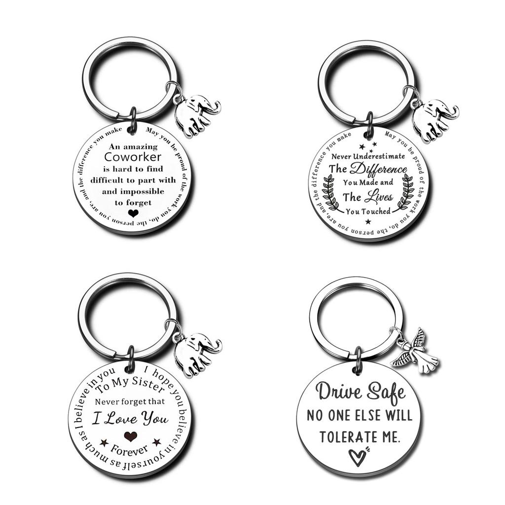 Stainless Steel Inspirational Keychain Elephant Pendant Gift Stainless Steel Keychain for Mothers Day and Fathers Day Backpack Bag Pendant