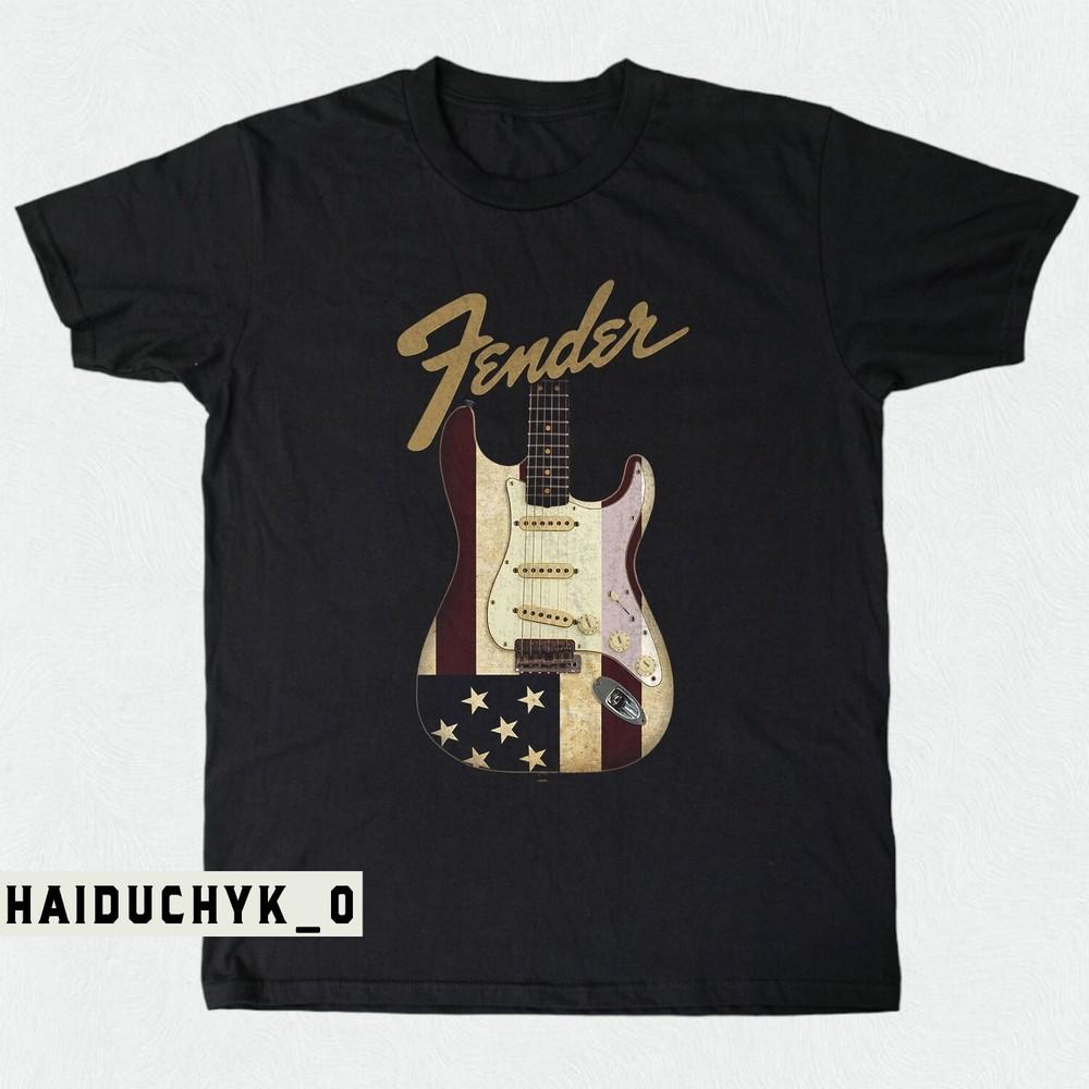 American Flag Fender Unisex Black T-shirt S-5XL Unisex T-Shirt M