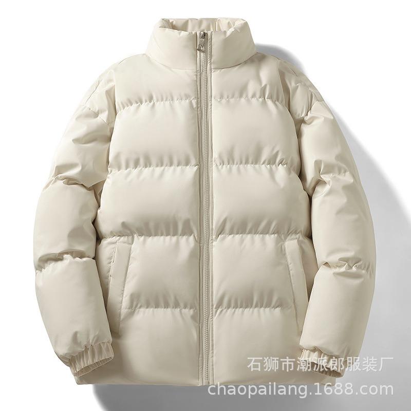Einfarbig Stehkragen Baumwollgepolsterte Kleidung Herren Neu Winter Verdickt Warm Brot-Kleidung Locker Trend Baumwollkleidung Jacke