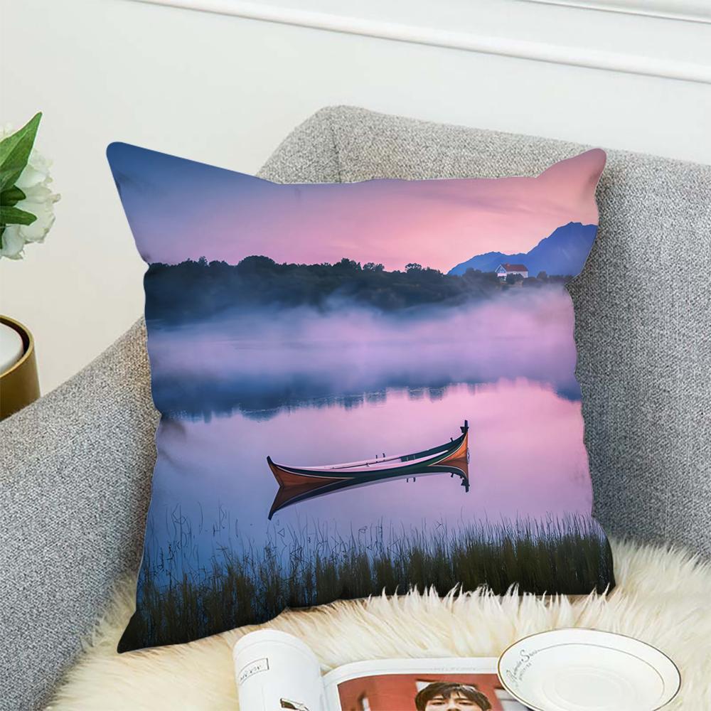 Mountain Natural Ins Nordic Pillow Case For Car Sofa Decorative Home Double-sided Print Plush Square Throw Pillow Cushion Cover